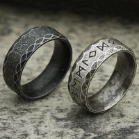 vintage steel colorblack norse rune ring biker simple stainless steel viking rings for men amulet jewelry gift dropshipping