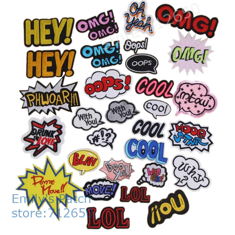 Новое поступление Oops Cool With You OMG HEY Booya Oh Yeah золотые вышитые термоклейкие значки