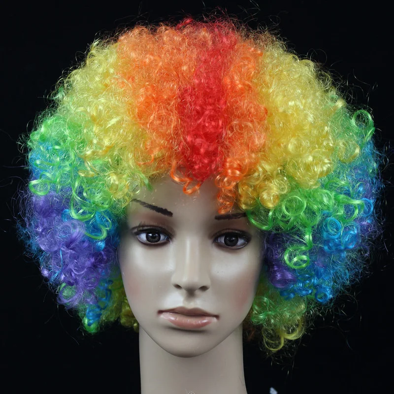 Funny Fluffy Wavy Curly Clown Wig Explosive Head Wig for Disco Birthday Party Christmas Halloween Dress Performance Decor Prop images - 6