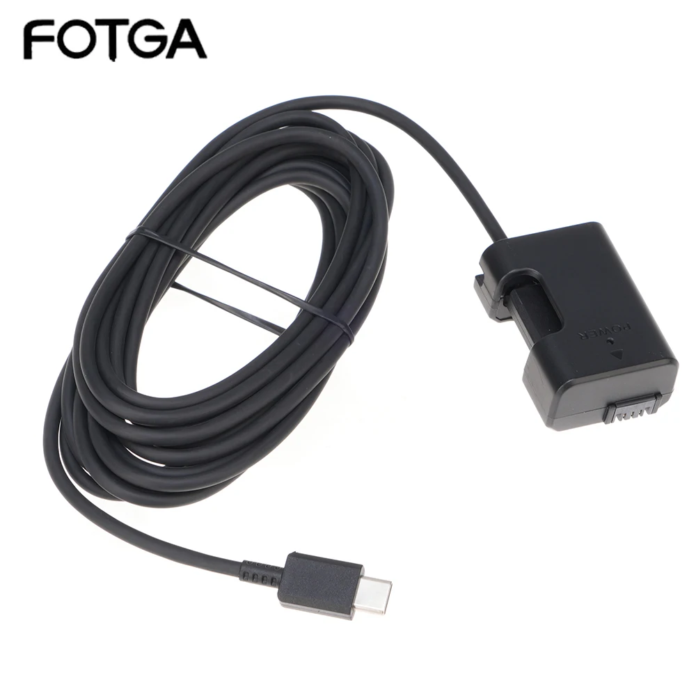 

FOTGA NP-FW50 dummy battery+Type-C power supply straight line (300CM) Power Adapter for Monitor/Camera For Cable Light Accessory