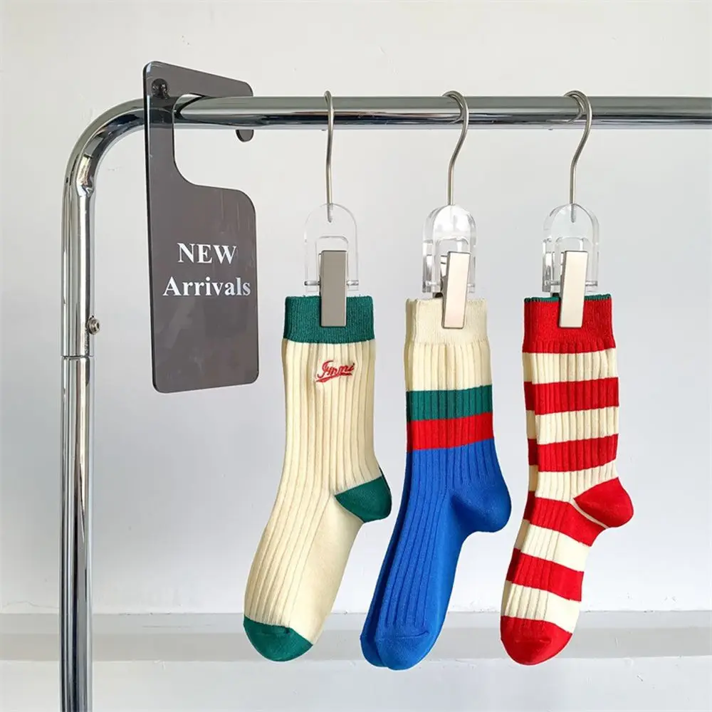 

Модные Полосатые контрастные цветные носки средней длины, хлопковые спортивные повседневные с вышивкой и буквенным принтом