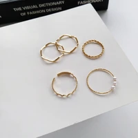 explosive personality simple wavy ring creative five piece personality ring can not be adjusted tail ring female wholesale