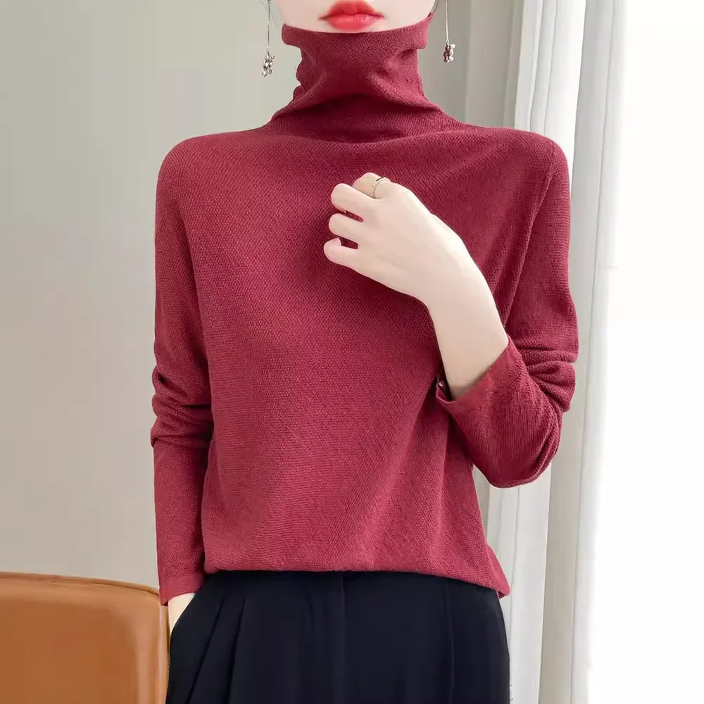 Весенне-осенний новый женский вязаный топ с лацканами для похудения гладкий