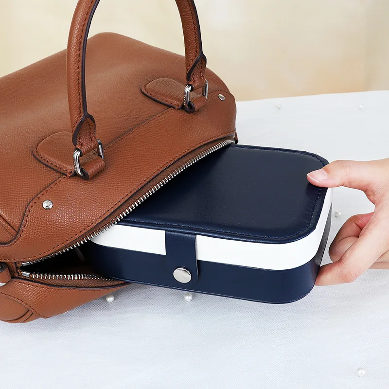 2022 Travel Jewelry Organizer Box Leather Double Layer Gift Packaging Boxes for Earrings Ring Holder Jewellery Storage Case