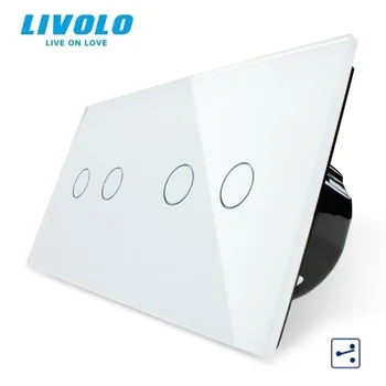 Livolo EU Standard Touch Switch,Luxury Tempered Glass Panel,4 Gang 2 Way Wall Light Switch 220-250V 10A for Home Improvement 1