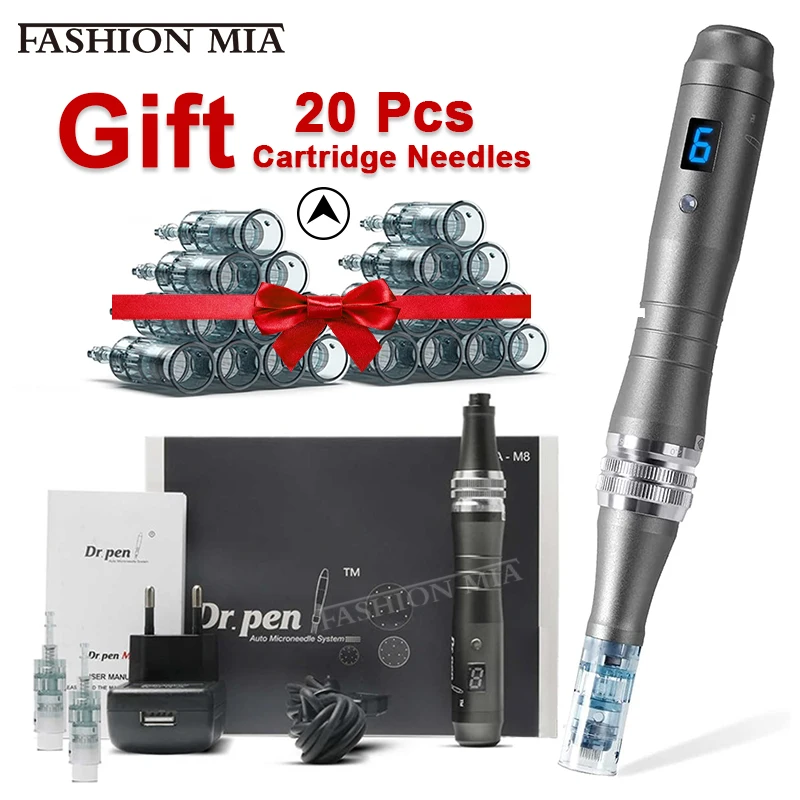 Dr pen M8 Electric Microneedling Pen with 20 Cartridges Nano Wireless Skin Care Kit Micro Needle Pen Skin Rejuvenation Machine