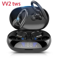 new vv2 tws bluetooth wireless headset sports headset with led display hifi stereo headset waterproof headset with microphone