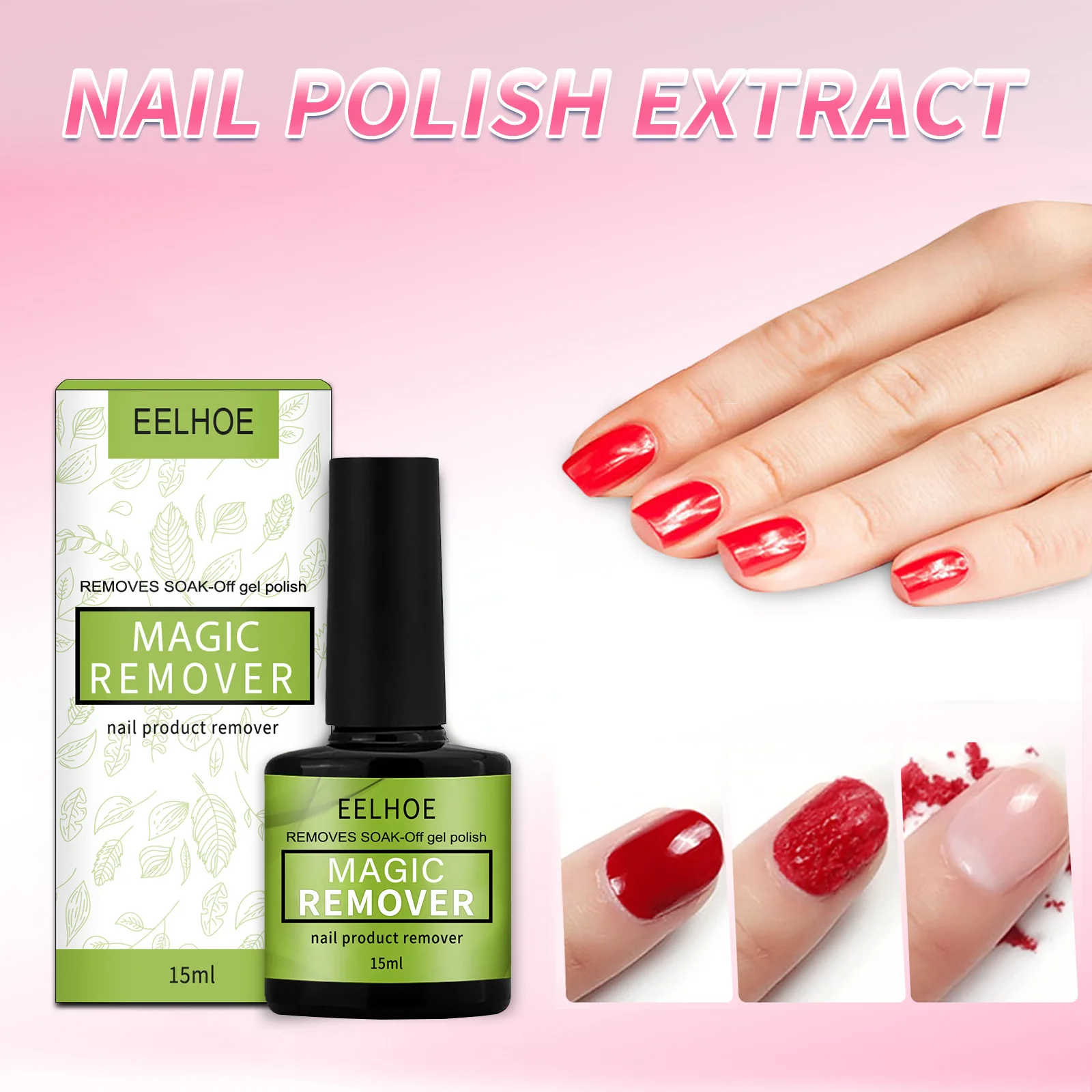EELHOE 15ML Burst Nail Remover Nail Polish Remover Nail Remover Cream Special for Nail Salons Magic Nail Remover Cream
