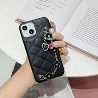 diamond black high quality luxury leather heart wristband 13promax for iphone 13pro 12 11 pro max x xr xsmax 7 8 plus phone case