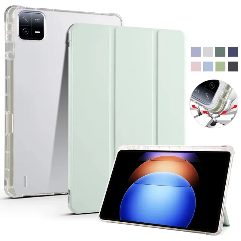 Чехол для Xiaomi Pad 6S Pro 12 4 дюйма 2024 из искусственной кожи мягкая задняя складная