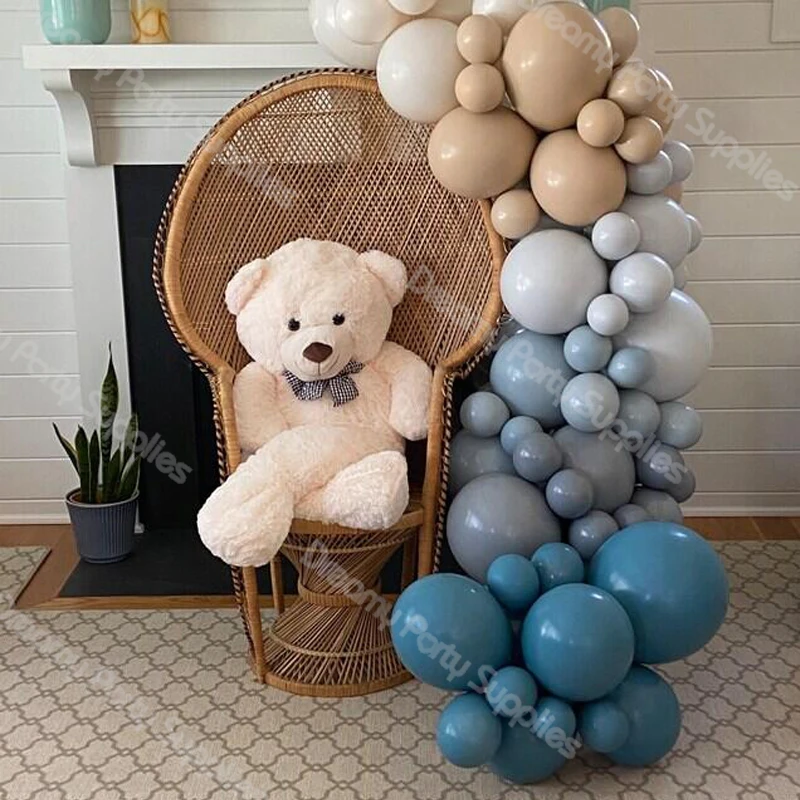 

100pcs 5/10/12inch Ocean Blue Baby Shower Balloons 1st Boy Birthday DIY Balloon Garland Arch Kit Doubled Blush Nude Grey Globos