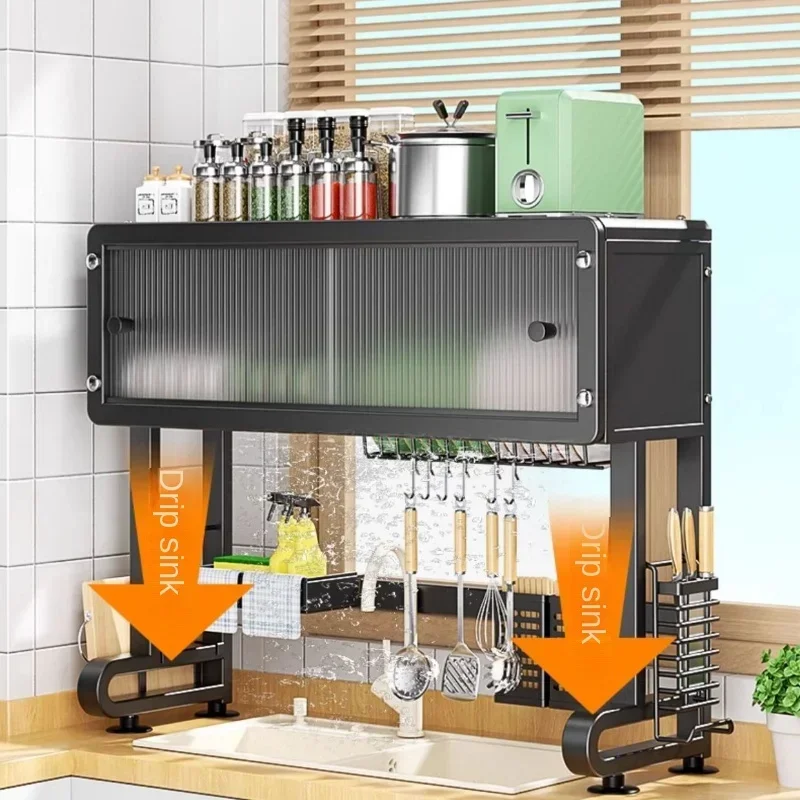 Компактная полка для кухонной раковины с несколькими отделениями и защитой от