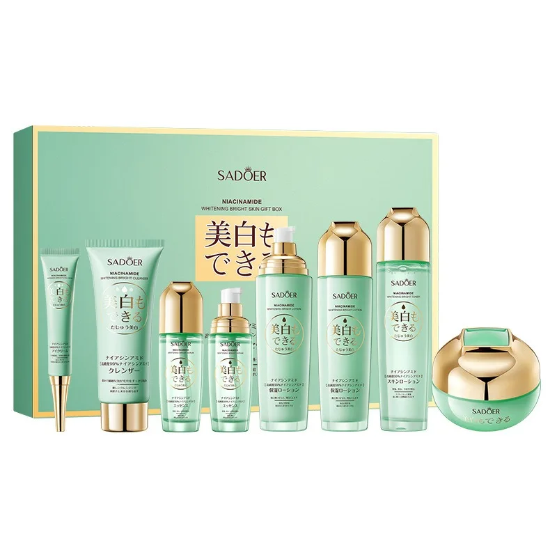 Niacinamide отбеливающий уход за кожей Набор Очищающее Средство тоник Сыворотка для