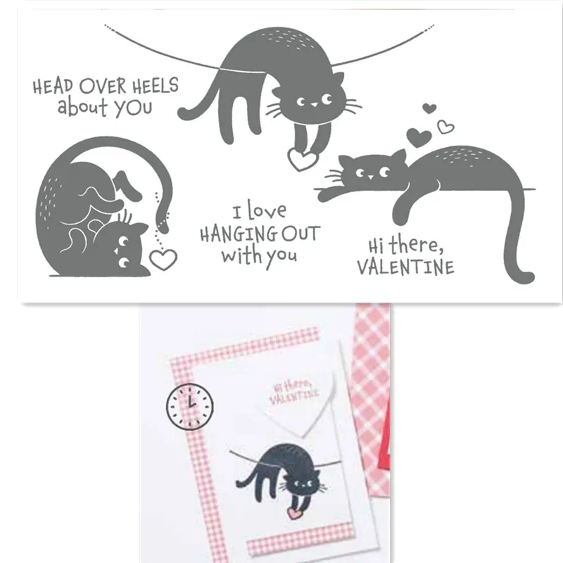 

LOVE CATS Metal Cutting Dies And Rubber Stamps For Scrapbooking Template Photo Album Craft Supplies Paper Card DIY New 2023