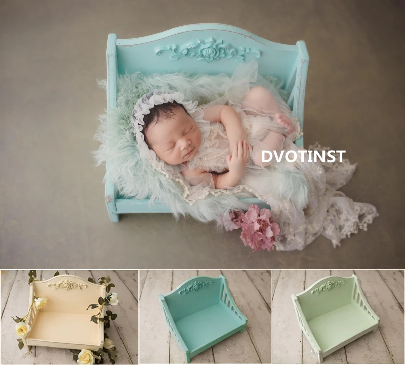 Dvotinst Newborn Photography Props Baby Posing Basket Cute Mini Wooden Cribs Bed Fotografia Accessorio Studio Shoot Photo | Детская