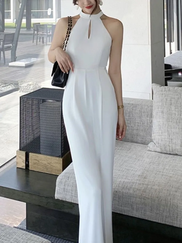 

Jumpsuits Sleeveless New Summer Women Casual White Black Female Fashion Elegant Office Lady Sexy Long Rompers