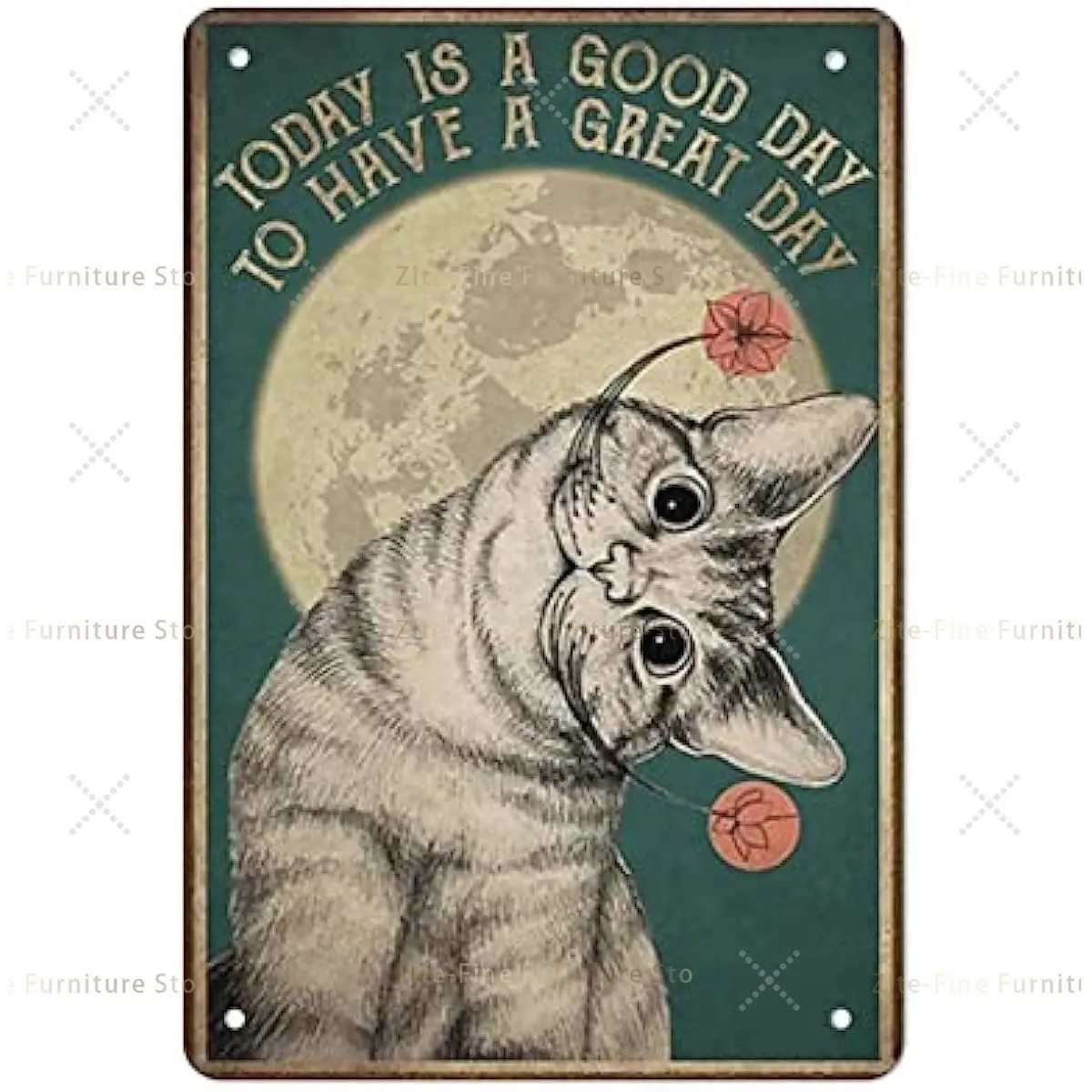 

Vintage Metal Tin Sign Cat Retro Tin Decorative Sign Wall Decor - Today Is A Good Day to Have A Great Day 8X12 Inches