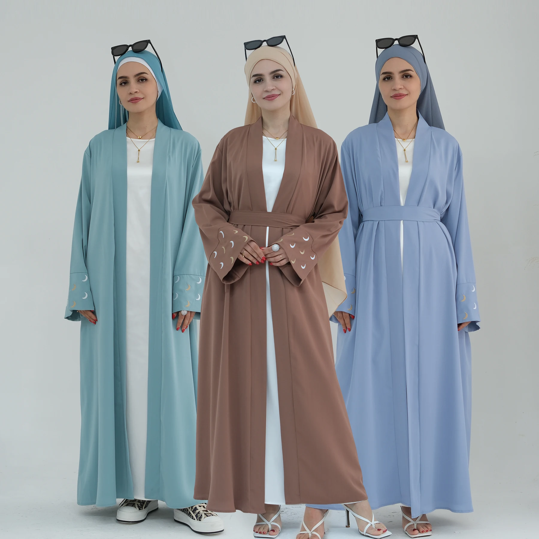 Кимоно Ид Рамадан открытые абайи для женщин мусульманское платье Джалабия с