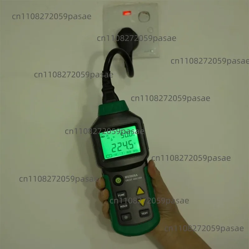 Фото Анализатор цепей AC100-240V MS5908A/MS5908 с ЖК-дисплеем, тестер напряжения, GFCI, RCD и тестер розеток №3