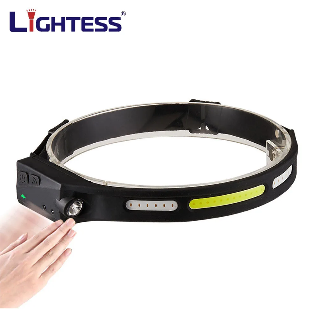 

New COB Strong Light Silicone Induction Headlamp Floodlight Outdoor Headlight USB Charging Running Portable LED Lamp