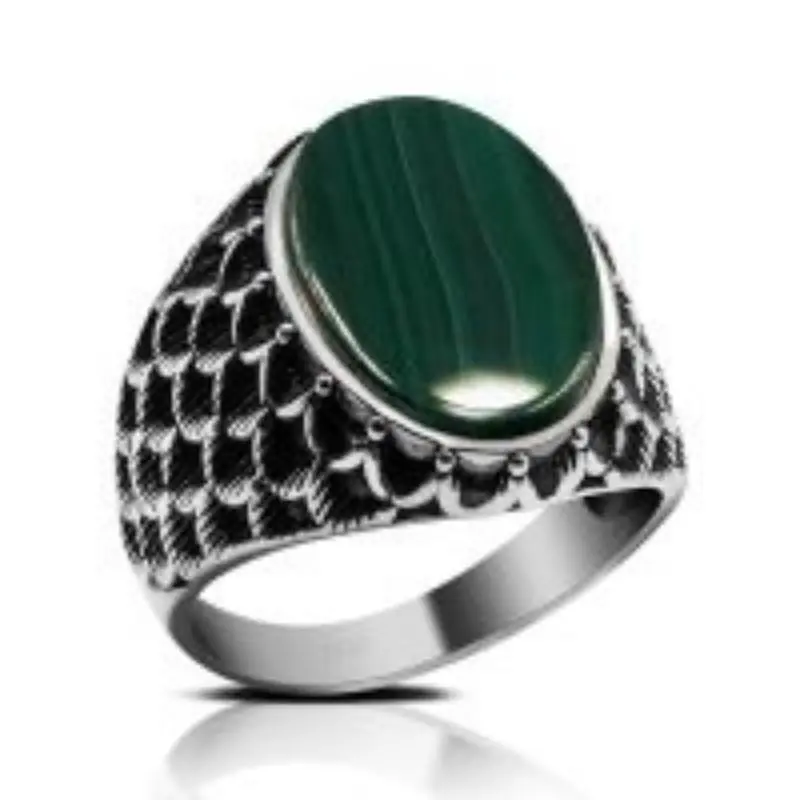 Оригинальное женское серебряное кольцо ручной работы из Малахита