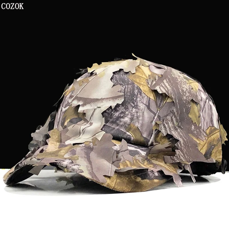 New Army Fan Hunting Camouflage Hat Men Summer Outdoor Travel Sun Protection Field Jungle Foliage Bionic Camouflage Baseball Cap