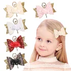 Заколка для волос для девочек, с блестками и бантом