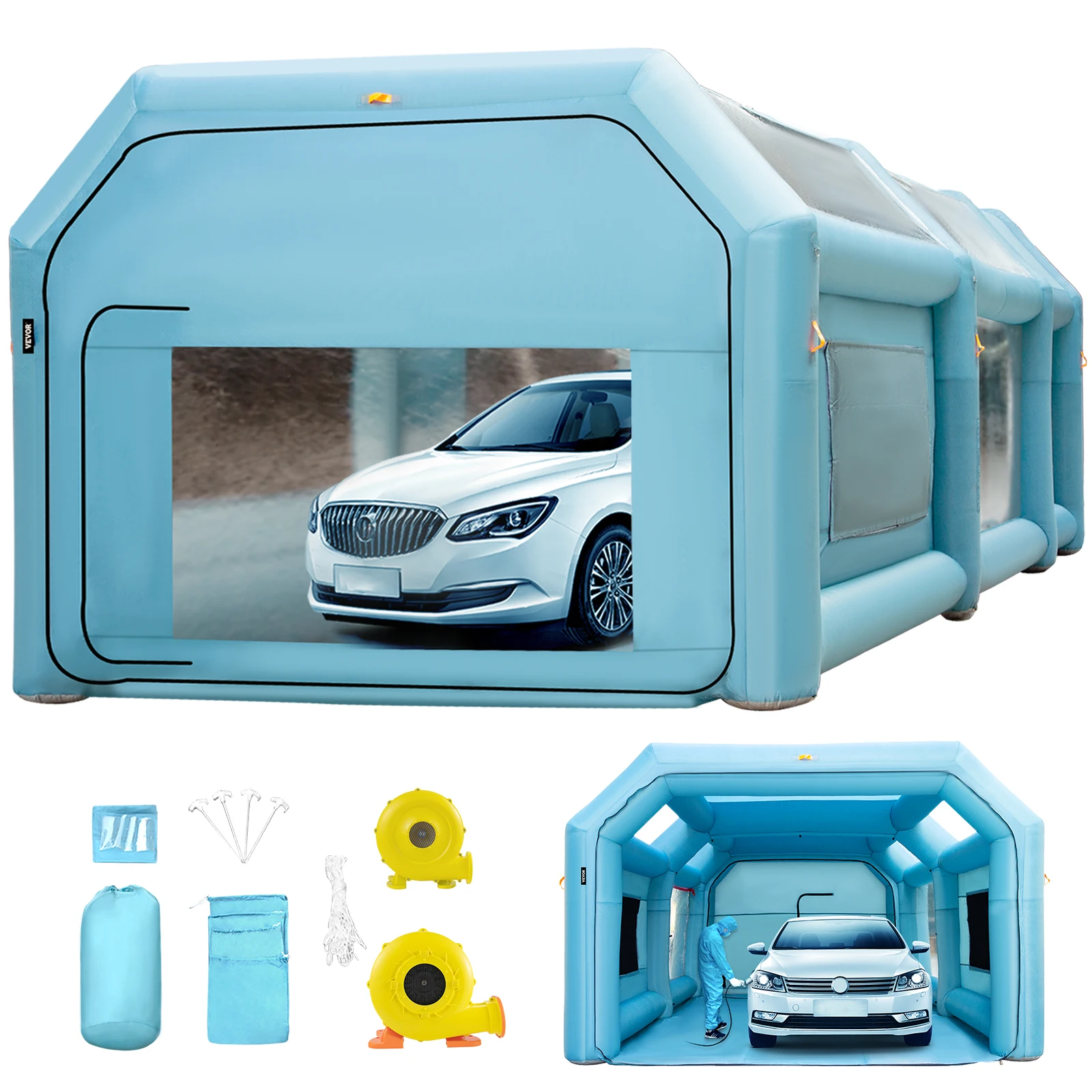 

Vevor Inflatable Paint Booth Tent Portable Spray Paint Car With Air Pumps