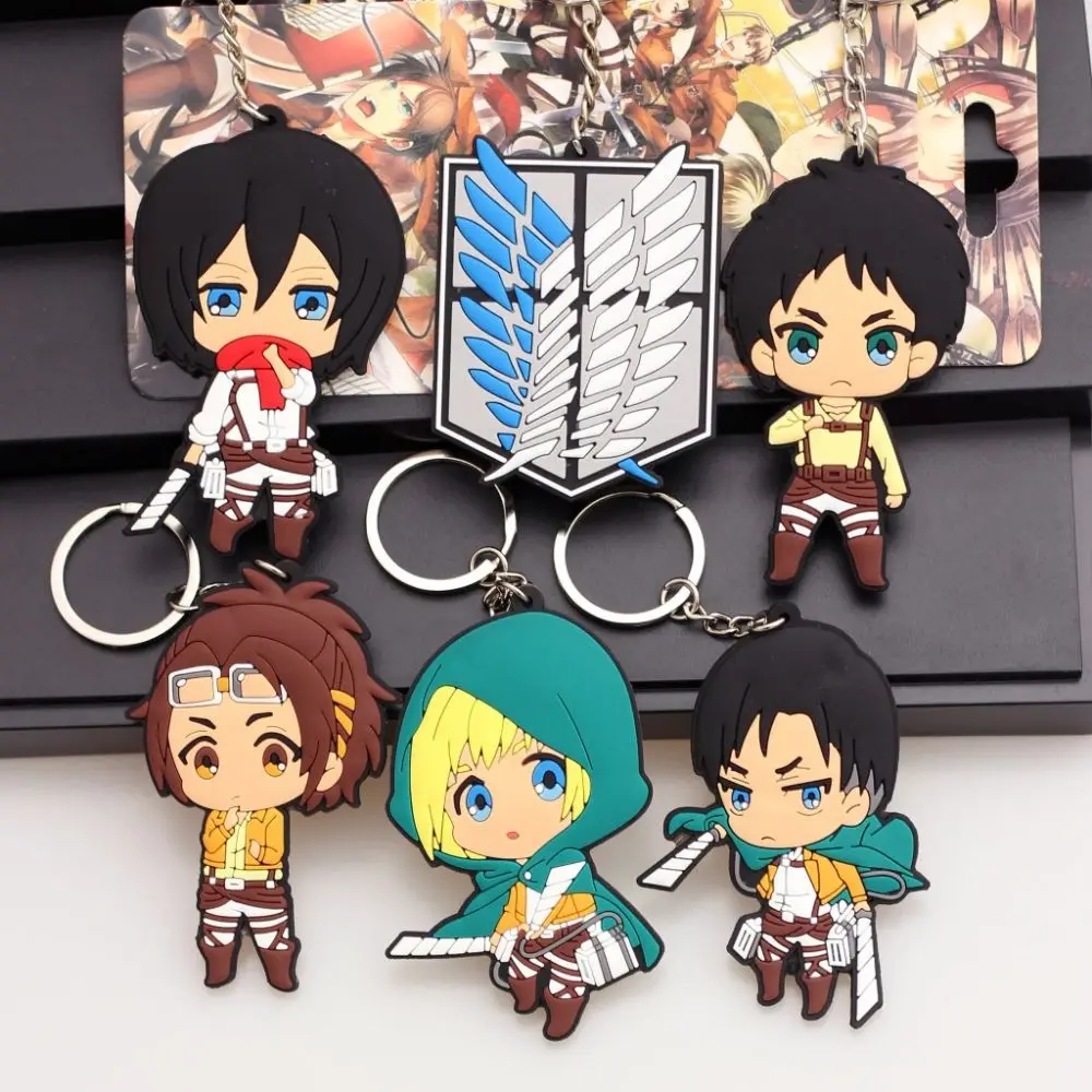 

Anime Attack On Titan Double Side Keychain Shingeki No Kyojin Wings Of Liberty Eren Mikasa Levi Figure Keyring Christmas Gift