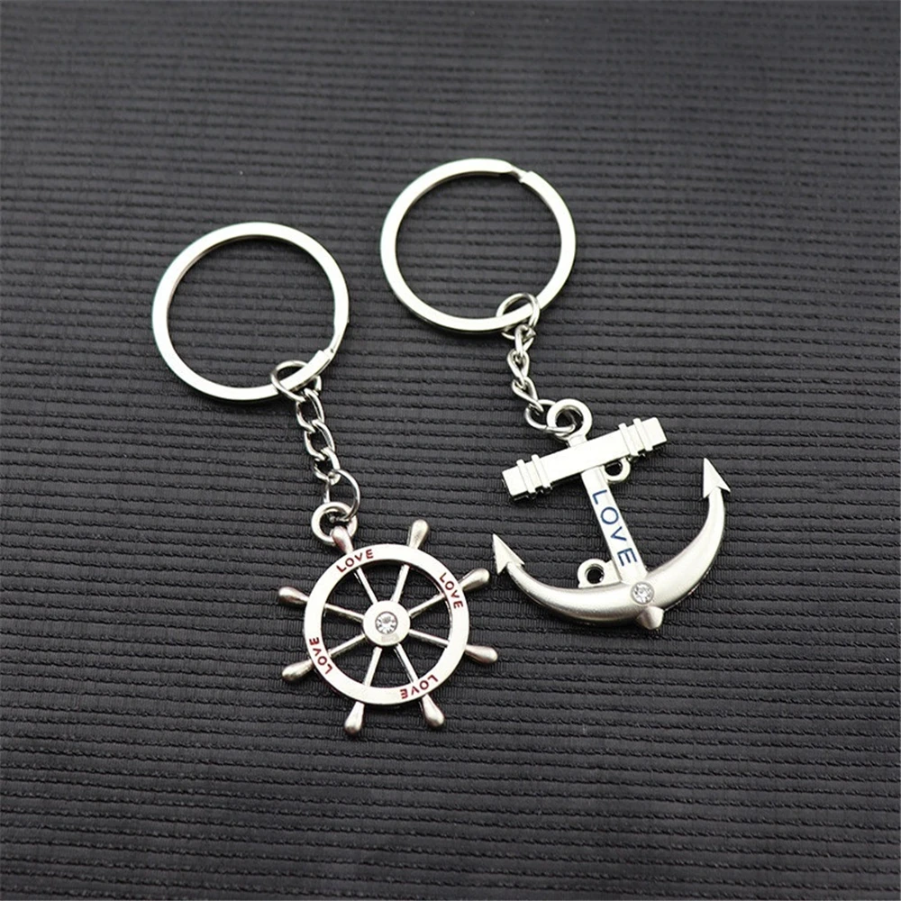 

2022 Creative Rudder Ship Anchor Ship Pendant Metal Keychain New Car Keyring Bag Ornaments Accessories Couples Anniversary Gifts