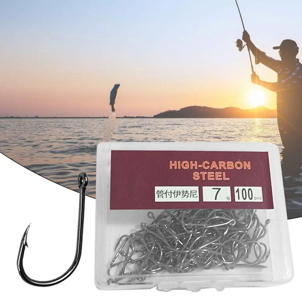 

1 Box Wide Crank Different Specifications Fishing J Hooks Carbon Steel Practical Sharp Barbed Fishing Jig Hooks for Fishing Ent