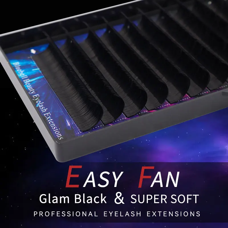 

Bluebell Beauty 0.03 Easy Fan Lashes Extensions Auto Fanning Volum Lashes Tray Matte Black 8-15mm All Size Cashmere Fans
