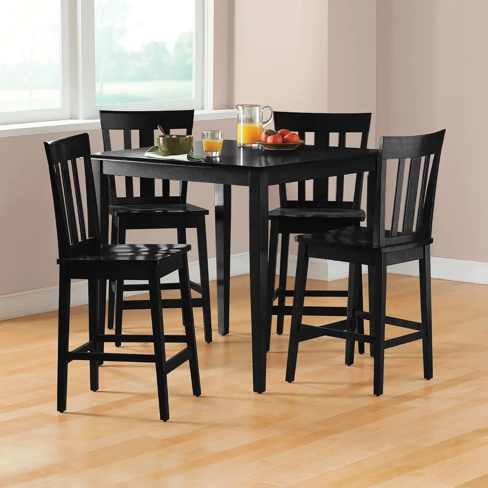 

Стол, обеденные столы, набор из 5 предметов черного цвета, высокий обеденный набор, включая стол и 4 стулья, бесплатная доставка, мебель, стол