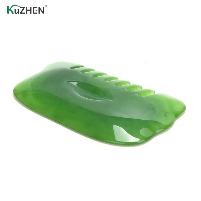 Natural Jade Stone Guasha Gua Sha Massage Hand Back Leg Body Arm Board Comb Shape Healthy Beauty Relaxation Cure Massager Tool images - 6