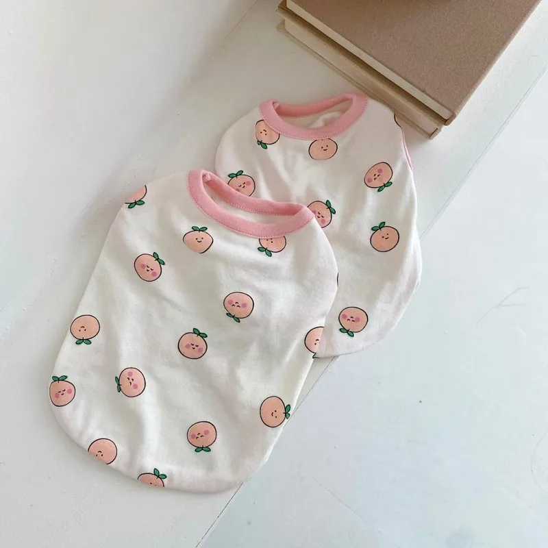 

Жилет для собак с розовым персиковым узором, летняя одежда для собак, хлопковая мягкая одежда для маленьких и средних щенков, йоркширский Би...