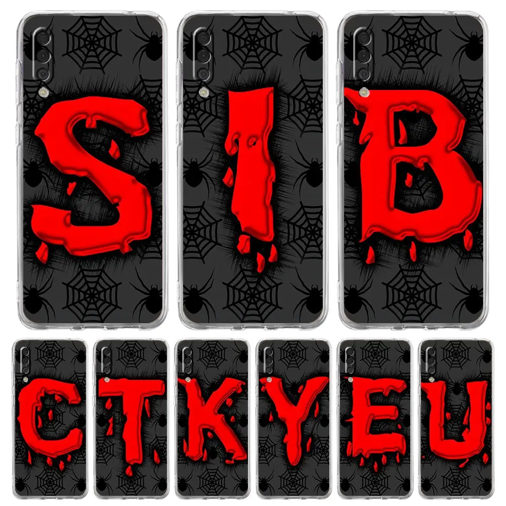 

Spider web Letter Art Phone Case For Samsung Galaxy A50 A70 A20 A30 A40 A20E A10 A10S A20S A02S A12 A22 A32 A52S A72 5G Cover