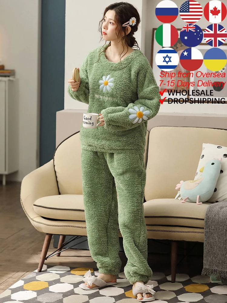 

Зимние теплые зеленые шелковые пижамные комплекты ROTEVA для женщин 100% Бархатная домашняя Фланелевая пижама Atoff модная атласная мягкая плюшев...