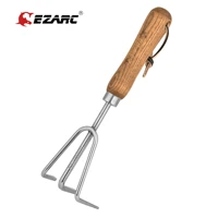 ezarc garden hand cultivator hand held cultivator heavy duty stainless steel garden cultivator with wood handle for looseing