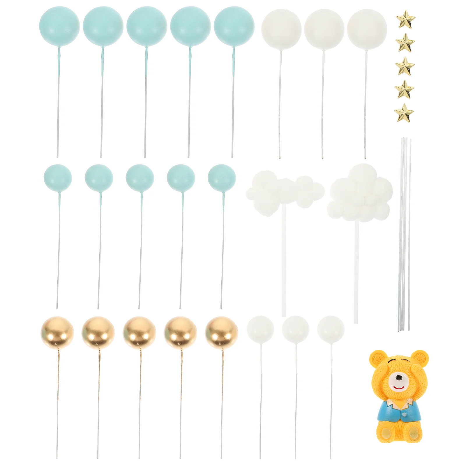 

1 Set of Cartoon Bear Cake Decor Adorable Cupcake Toppers Stars Clouds Cake Decoration