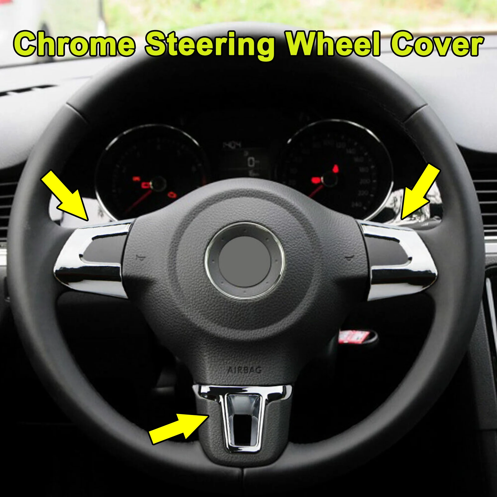 

3X Chrome Steering Wheel Trim Cover For VW Golf MK6 Polo Jetta Bora Caddy Car Interior Accessories 2009 2010 2011 2012 2013 2014