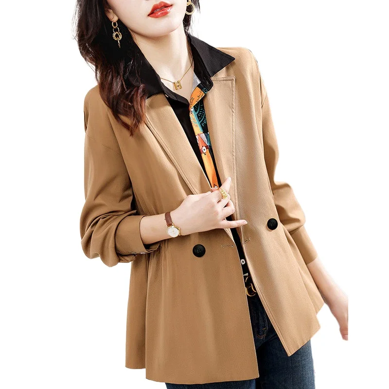 Simgent Jackets For Women 2022 Women Suit Collar Office Short Trench Coat Ladies Outwear Woman Clothing Femme SG29161