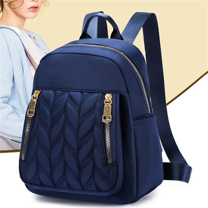 

New Fashion Women Backpack Urban Simple Casual Backpack Trend Travel Solid Color Nylon Bag Waterproof Lightweight Ladies Bag
