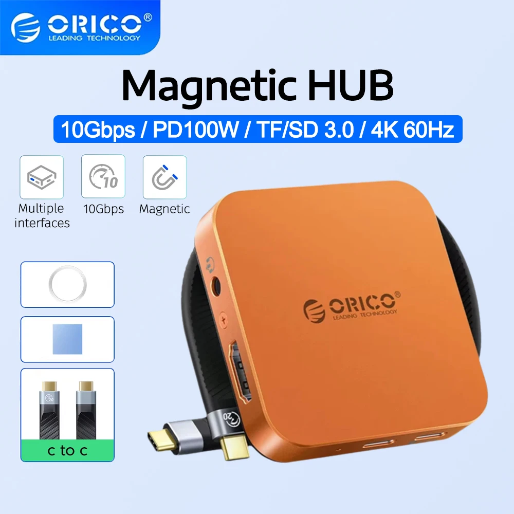 Фото Внешний корпус Orico M.2 2230 NVMe SSD с магнитным креплением, док-станция USB-C 10 Гбит/с с HDMI 4K60HZ, слотами SD/TF и зарядкой PD100W для iPhone 17 №1