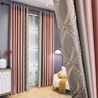 modern blackout curtains for living room bedroom dining luxury custom embroidery high precision pink gray seamless stitching