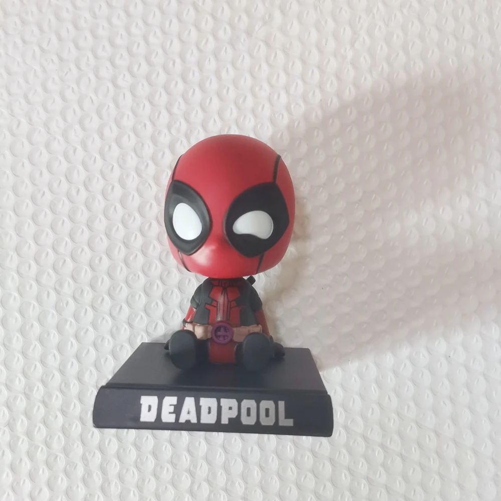 12cm figure deadpool shaking head doll office desktop car decoration bobble heads action figurine toys mobile phone bracket free global shipping