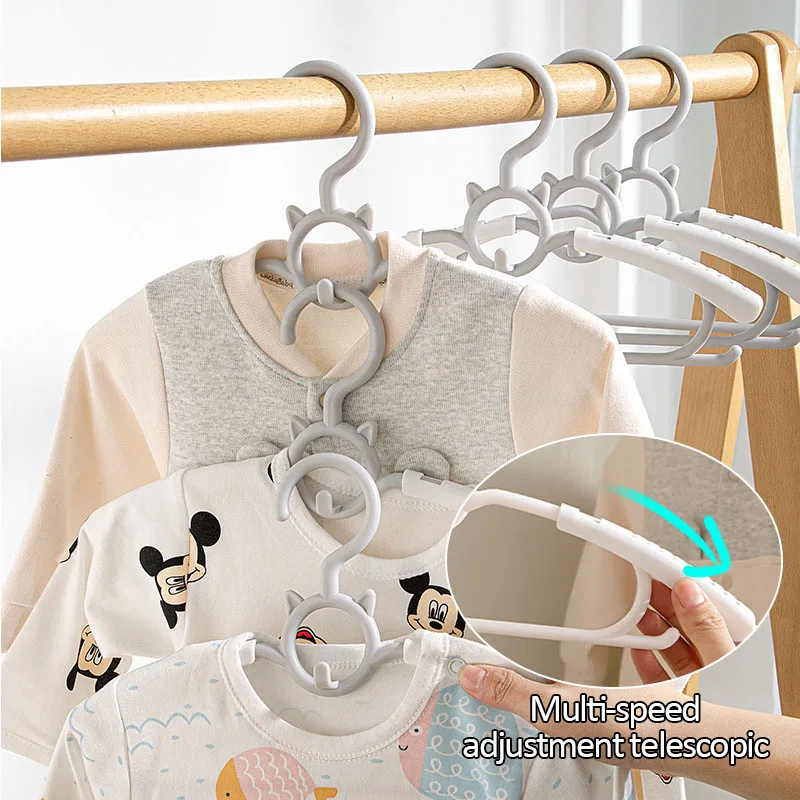 

5PCS Retractable Baby Clothes Hanger Non-Slip Kids Hangers Drying Rack Stackable Organizers Storage Shelf Adult Hanger Wholesale