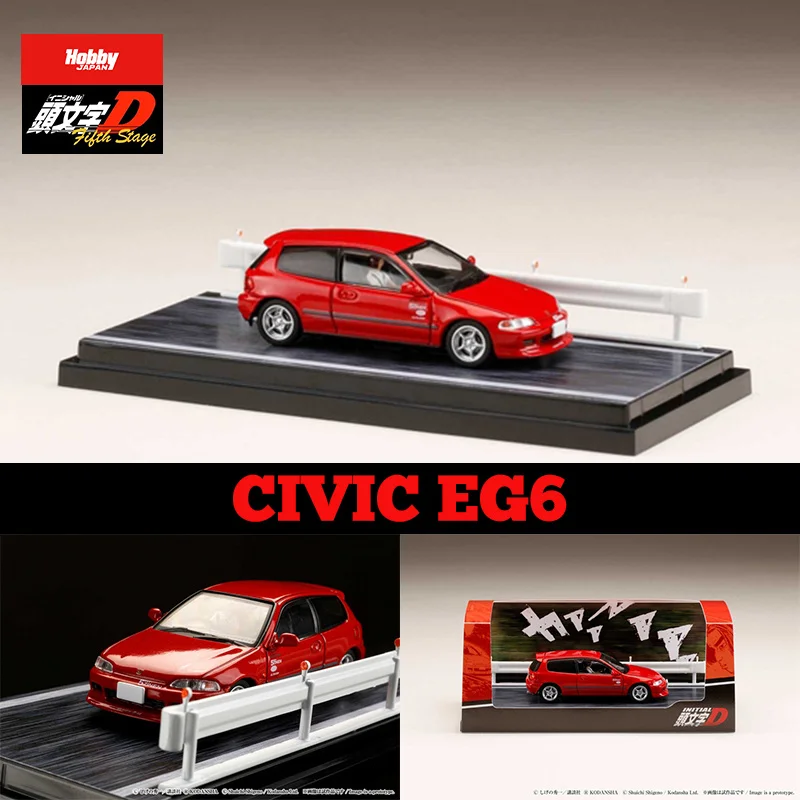 

Hobby Japan 1:64 Civic EG6 Red Initial D Car Containing Doll Model Fence Base Alloy Diorama Collection Miniature Carros Toys