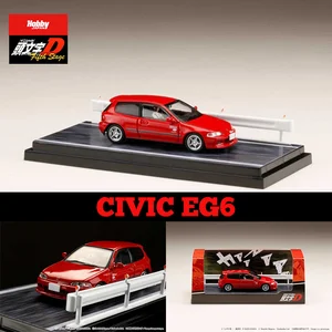 Imported Hobby Japan 1:64 Civic EG6 Red Initial D Car Containing Doll Model Fence Base Alloy Diorama Collecti
