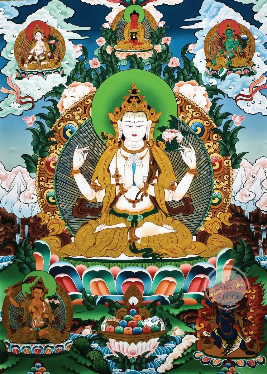 

Печать на холсте Будда Шакамуни Манджушри Махакала