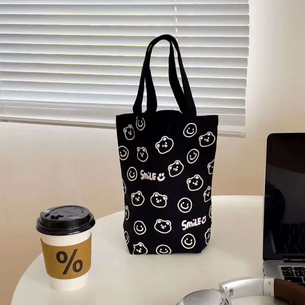 Холщовая мини-сумка с мультяшным медведем милая сумочка на запястье Портативная